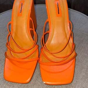 Topshop Women's Rocco Strippy Heeled Wedge in Orange